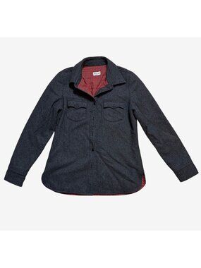 Bridge & Burn Charcoal Wool-Blend Shirt Jacket With Red Gingham Lining Size M